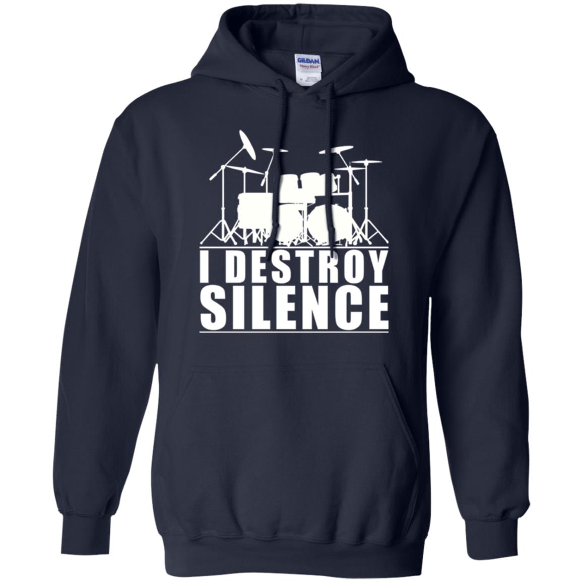 Drums Lover T-shirt I Destroy Silence Navy