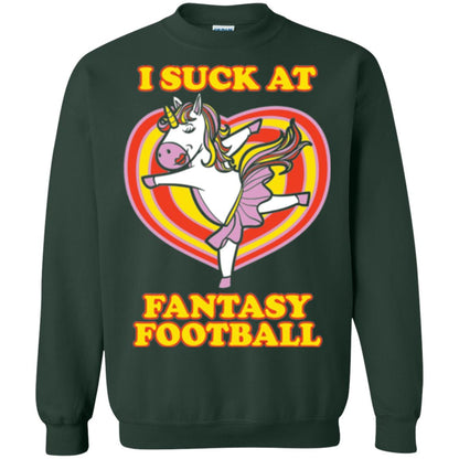 Funny Unicorn Loser T-shirt I Suck At Fantasy Football Forest Green