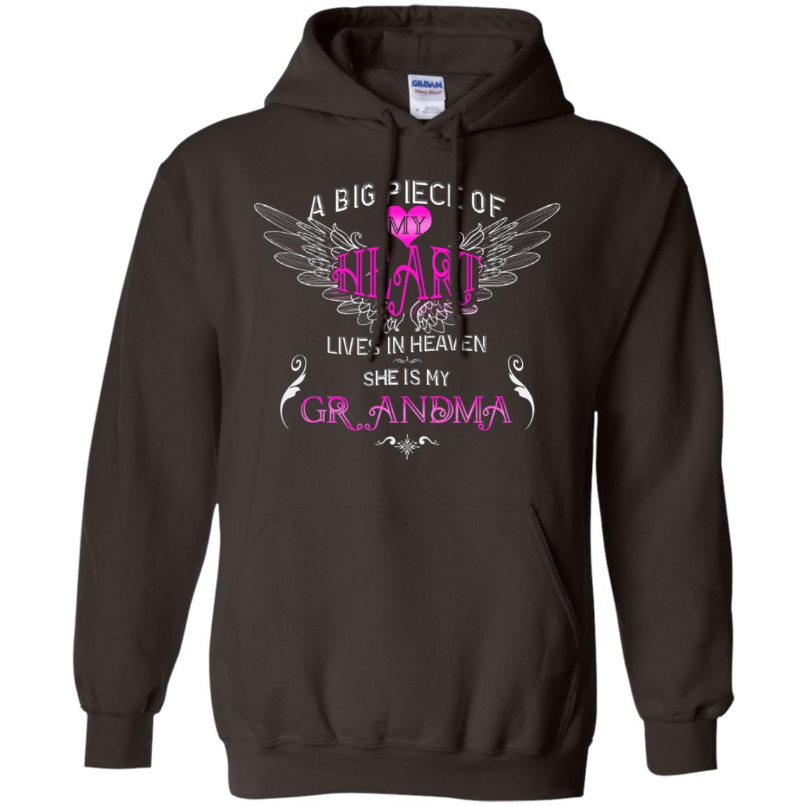 A Big Piece Of My Heart Lives In Heaven She Is My Grandma Grandchildren Gift Shirt Dark Chocolate