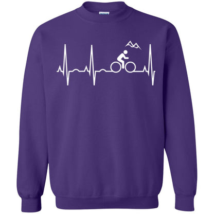 Mountain Bike Heartbeat Mountain Biking T-shirt Purple