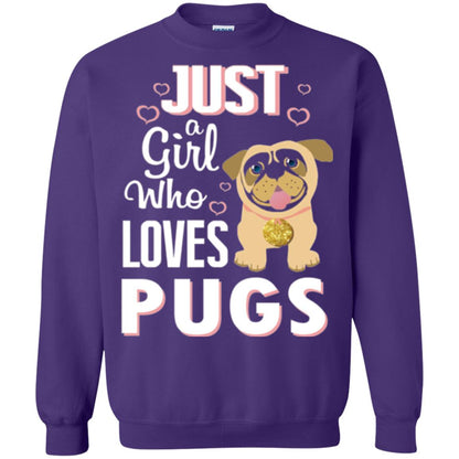 Dog Lovers T-shirt Just A Girl Who Loves Pugs Purple