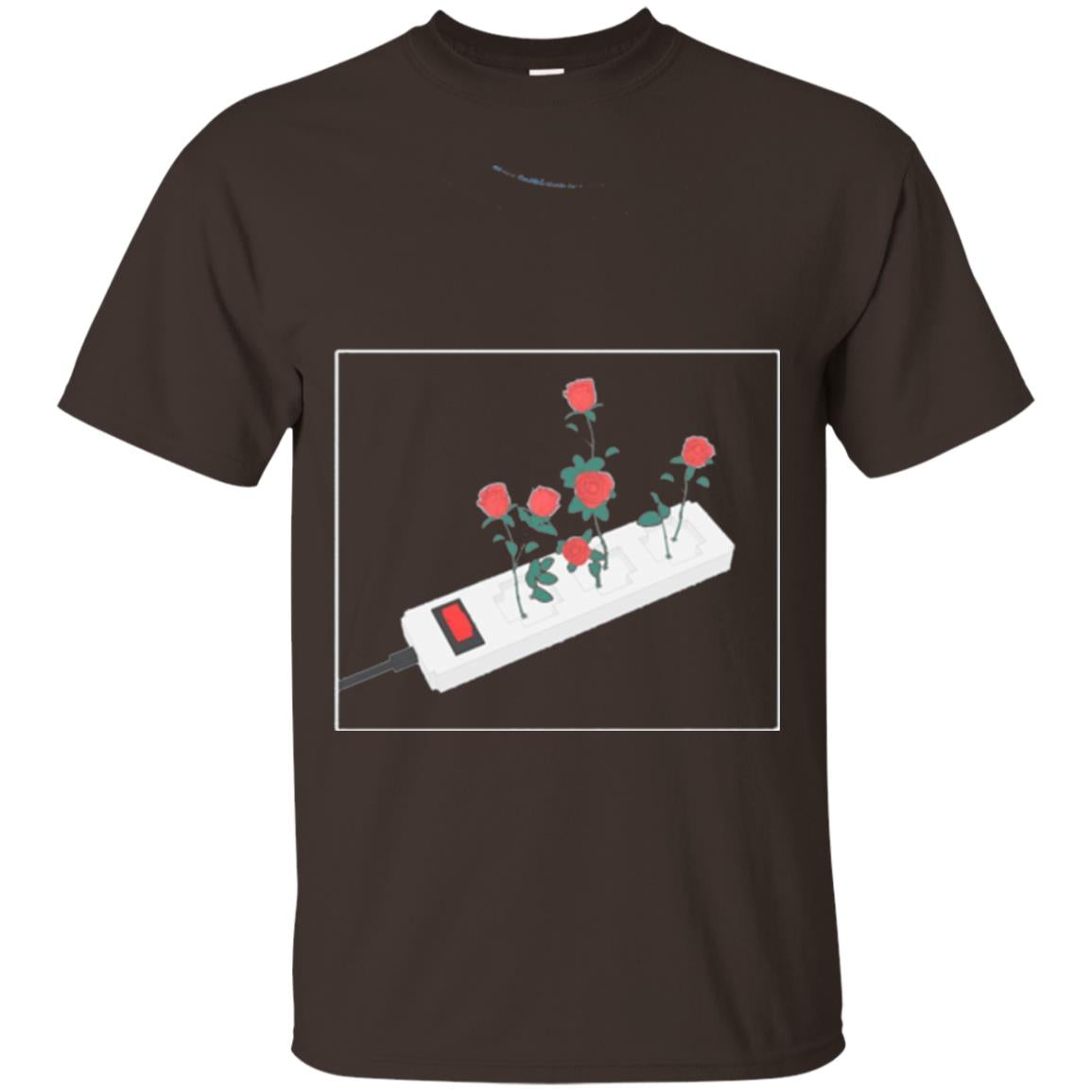 Flower Power Cute Art Aesthetic Vaporwave Digital Rose T-shirt Dark Chocolate