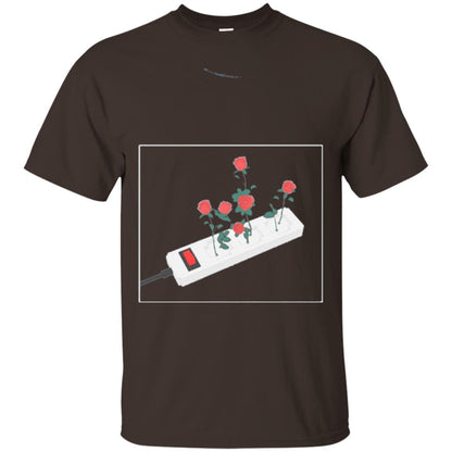 Flower Power Cute Art Aesthetic Vaporwave Digital Rose T-shirt Dark Chocolate