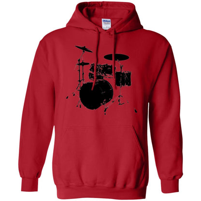Drum Lovers T-shirt Drum Kit Stencil Print Red