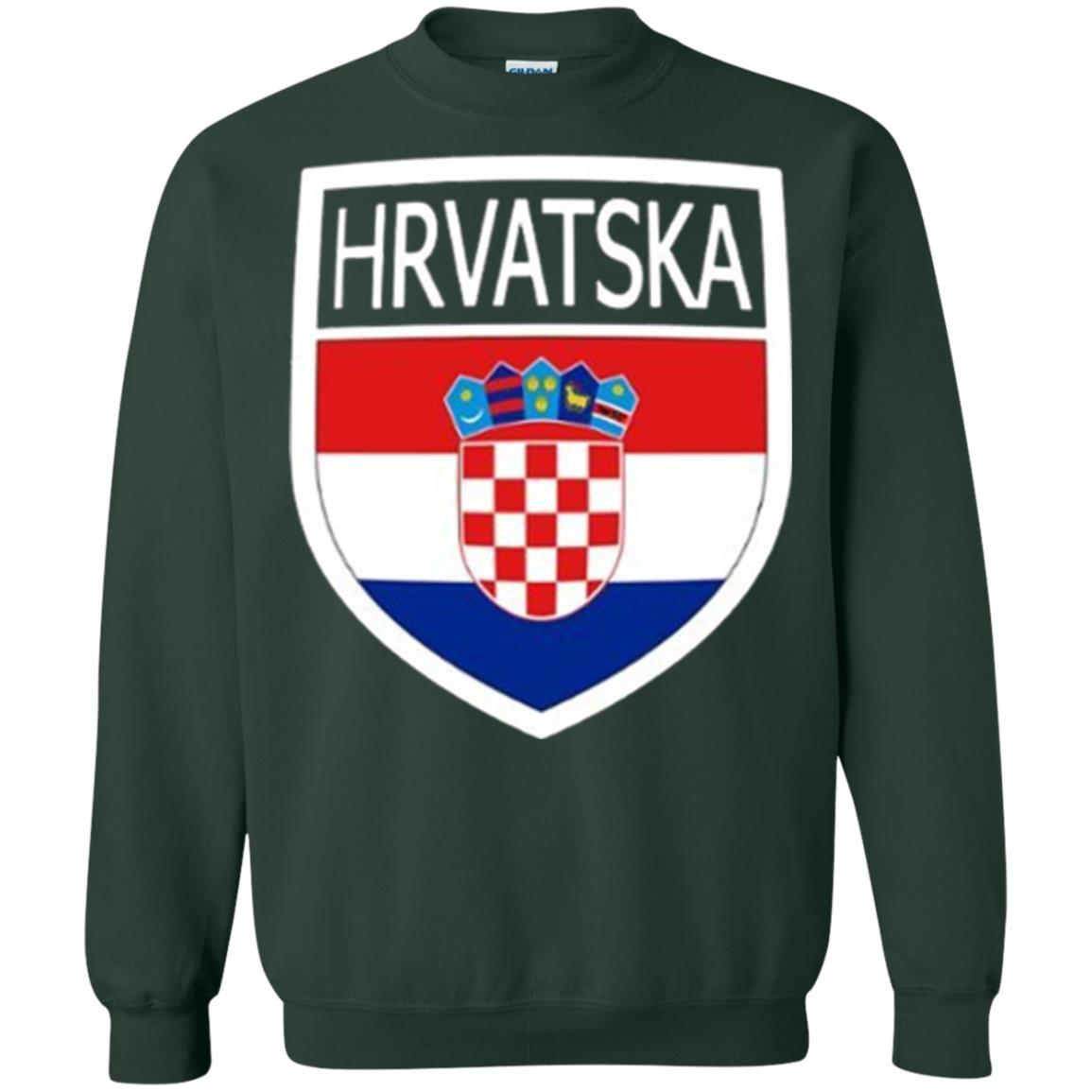 Croatia Shield T-shirt Hrvatska Patch Croatian Flag Badge Forest Green
