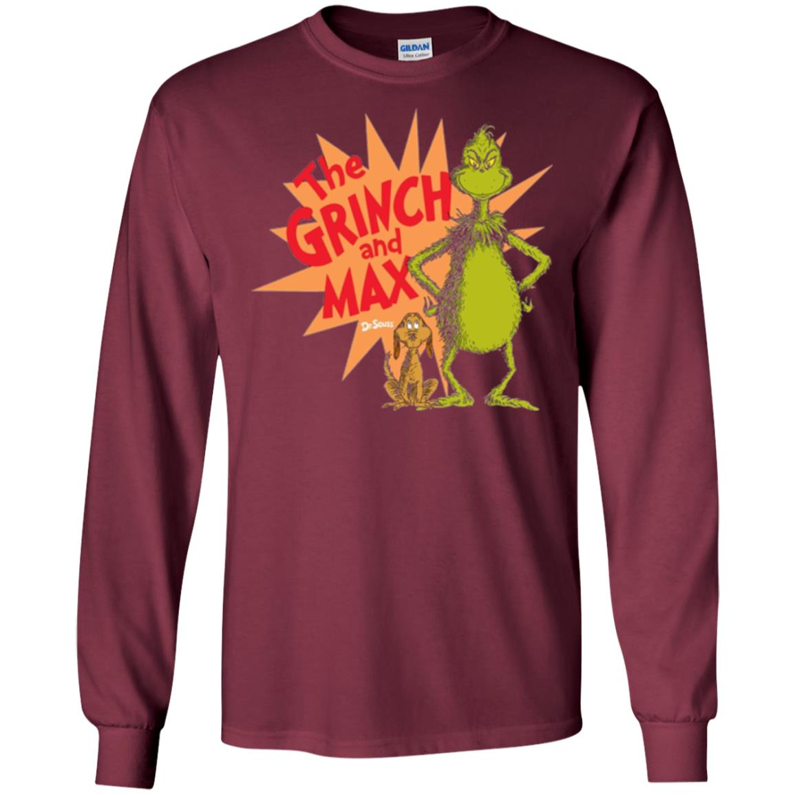 Cartoon T-shirt Dr. Seuss Grinch And Max Burst Maroon