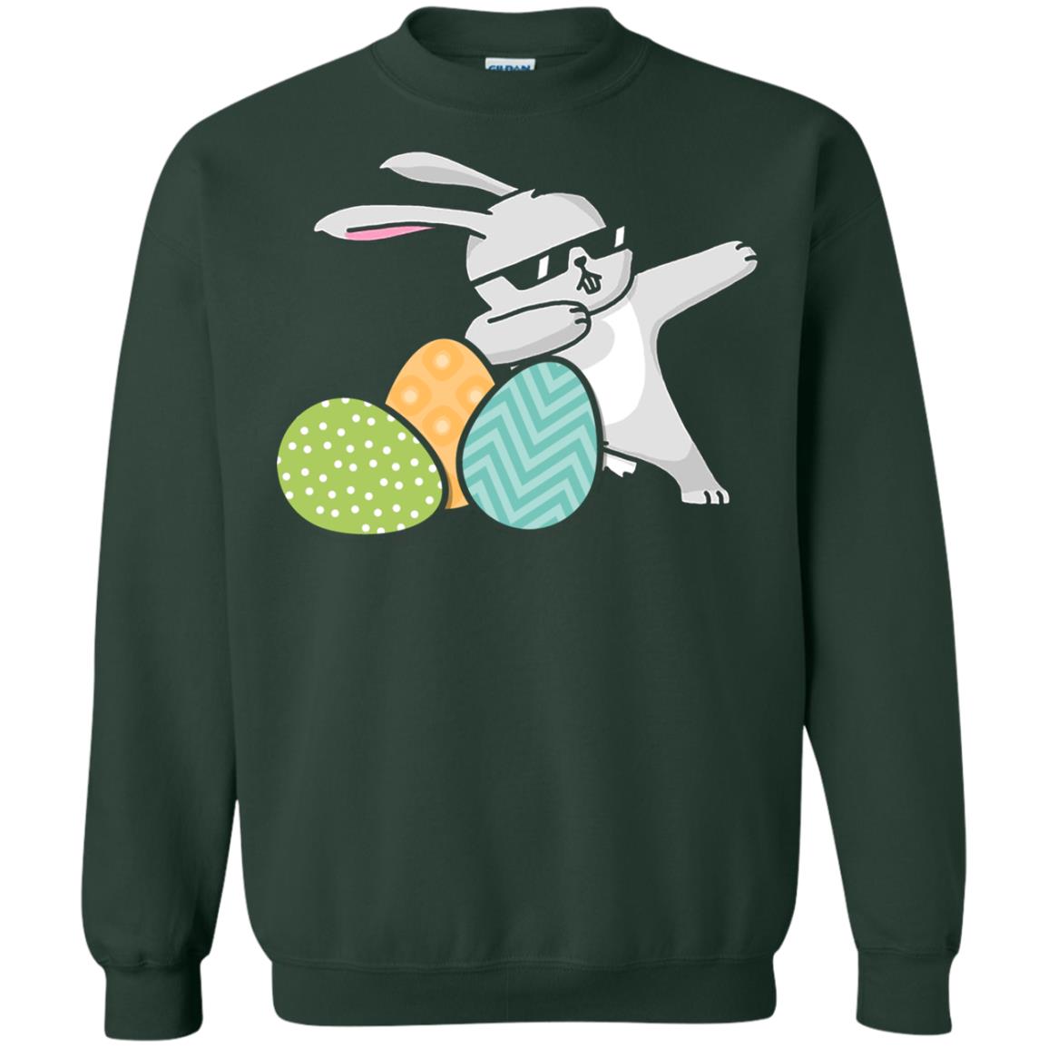 Easter Bunny Dabbing Gift Shirt For Dabbing Lover Forest Green