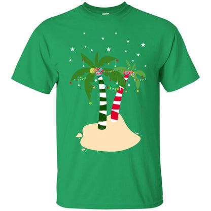Decorated Tropical Coconut Tree Merry X-mas 2018 Gift Shirt Irish Green