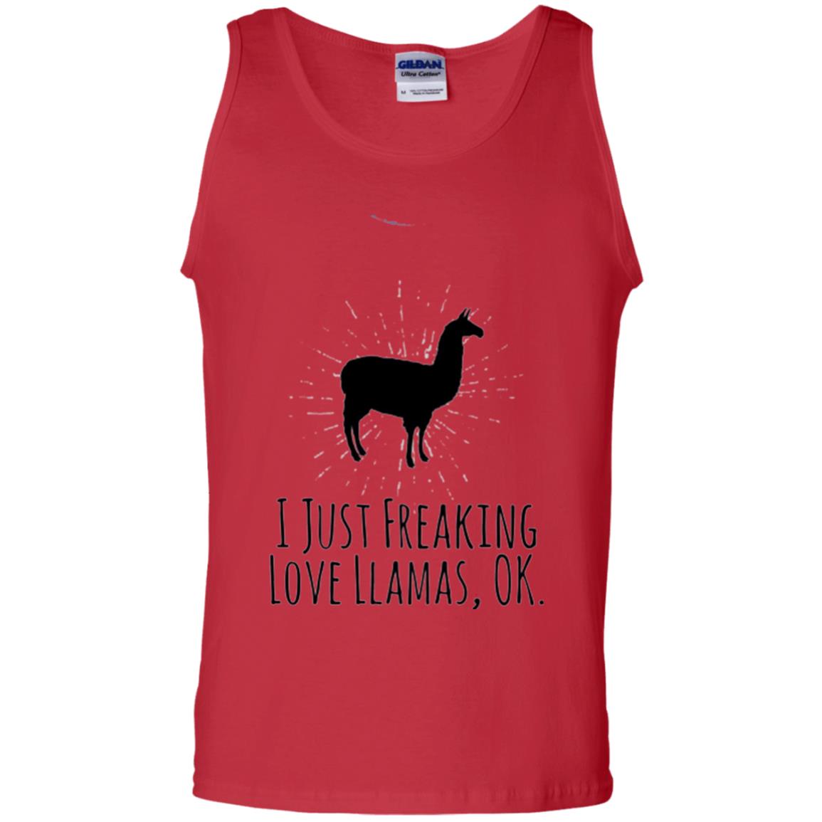Funny Llama Lovers T-shirt I Just Freaking Love Llamas Ok Red