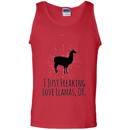Funny Llama Lovers T-shirt I Just Freaking Love Llamas Ok Red
