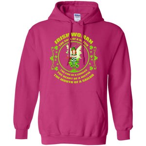 Irish Woman The Soul Of A Witch The Fire Of A Lioness The Heart Of A Hippie The Mouth Of A SailorG185 Gildan Pullover Hoodie 8 oz.