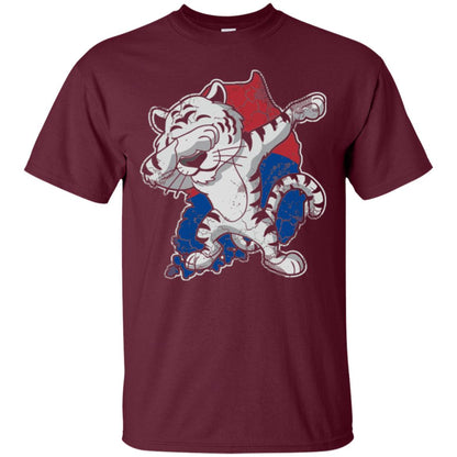 Dabbing White Tiger South Korea Flag T-shirt Maroon