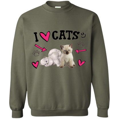 Cat Lover T-shirt I Love Cats Military Green
