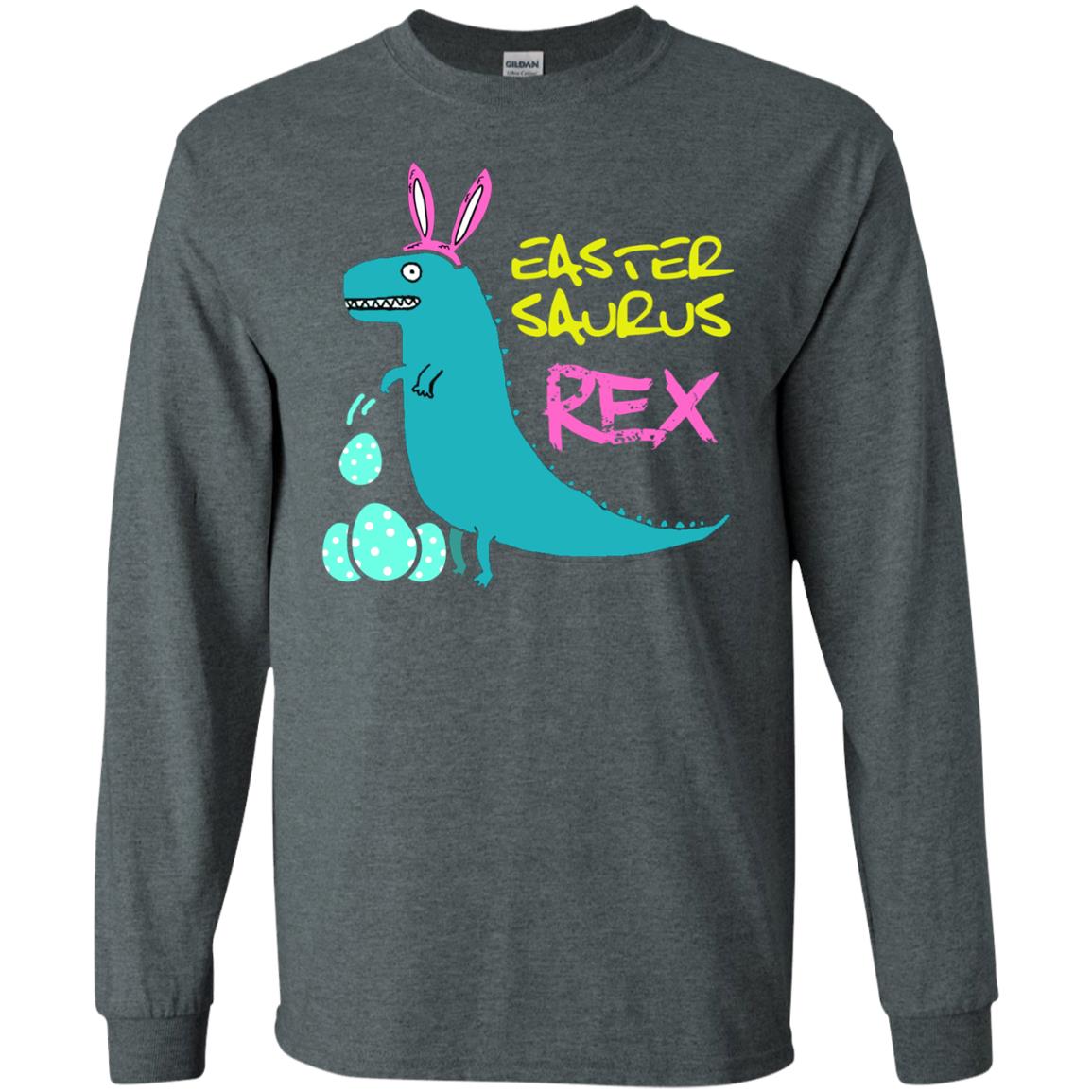 Easter Saurus Trex Bunny Dinosaur T-shirt Dark Heather