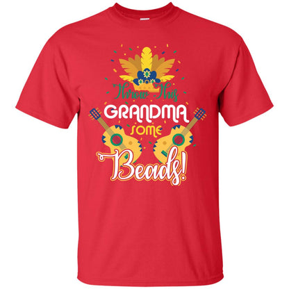 Mardi Gras T-shirt Throw This Grandma Some Beads Red
