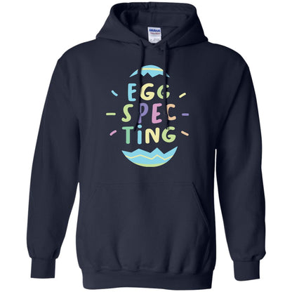 Eggspecting Funny Pregnancy Pregnant Easter Shirt Navy