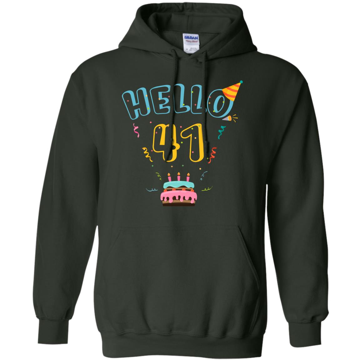 Hello 41 Forty One 41st 1977s Birthday Gift Shirt Forest Green
