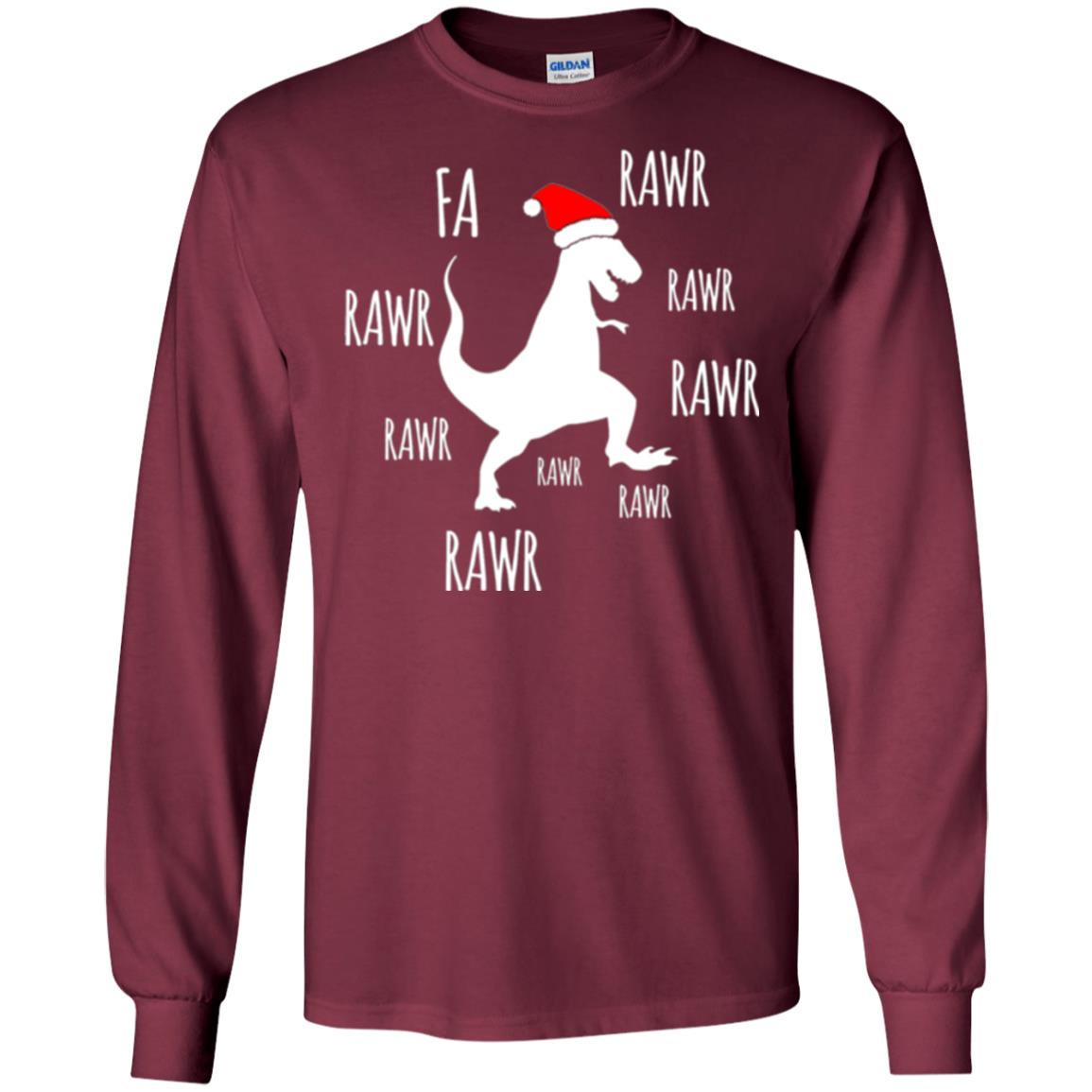 Christmas T-shirt Fa Rawr Rawr Funny T-rex Dinosaur Maroon
