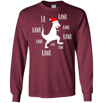 Christmas T-shirt Fa Rawr Rawr Funny T-rex Dinosaur Maroon