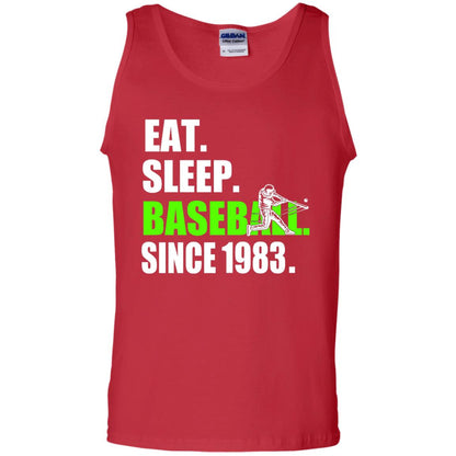 Eat Sleep Baseball Since 1983 35th Birthday Shirt Red