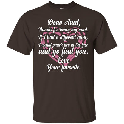 Dear Aunt Thank For Being My Aunt Family T-shirt Dark Chocolate