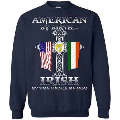 American By Birth Irish By The Grace Of God T-shirt Navy