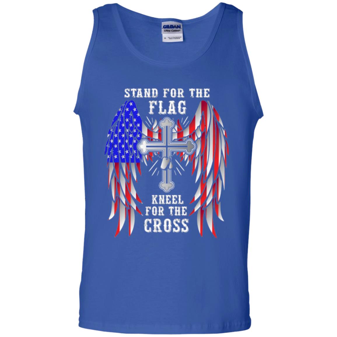 Christian T-shirt Stand For The Flag Kneel For The Cross Royal