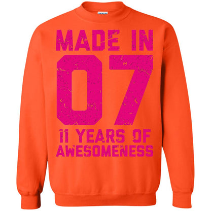 Made In 07 Age 11 Eleven Years Of Awesomeness T-shirt Orange
