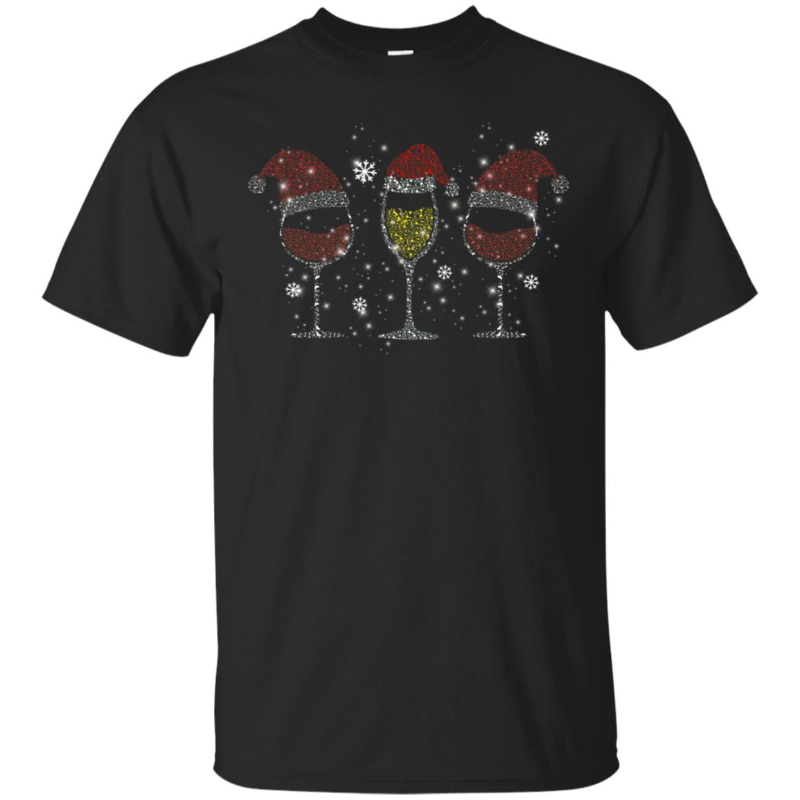 Red Wine And Sparkling Wine Glasses Christmas Gift Drinking Lovers Shirt Black