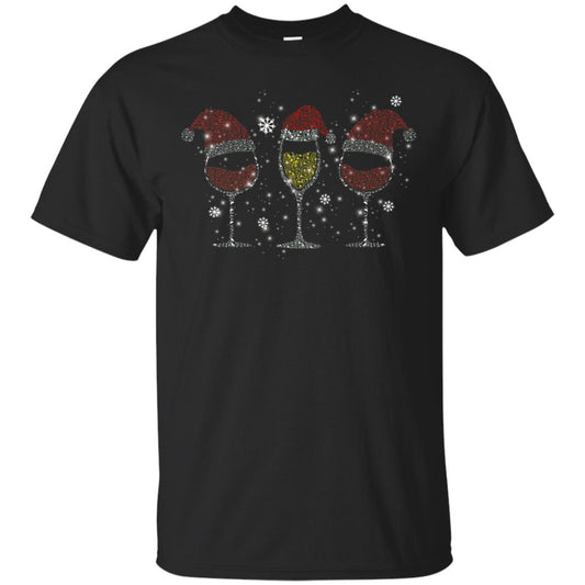 Red Wine And Sparkling Wine Glasses Christmas Gift Drinking Lovers Shirt Black