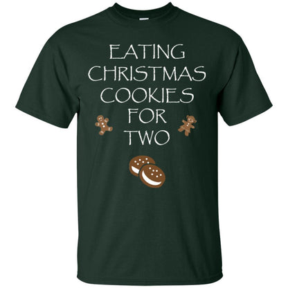 Christmas T-shirt Eating Christmas Cookies For Two Forest Green