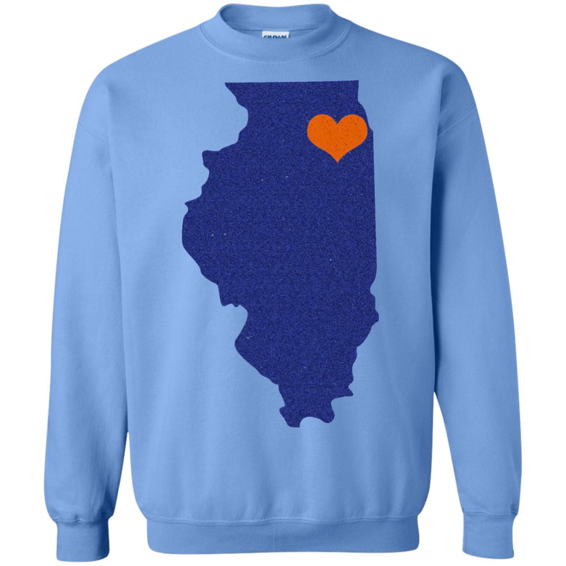Football T-shirt Chicago Illinois Heart Carolina Blue