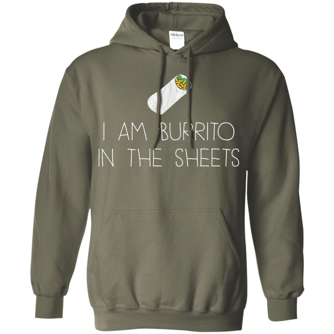 Burrito T-shirt I Am A Burrito In The Sheets Swaddling Military Green