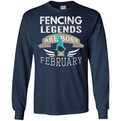 Fencing Legends Are Born In February Fencing Lover T-shirt Navy
