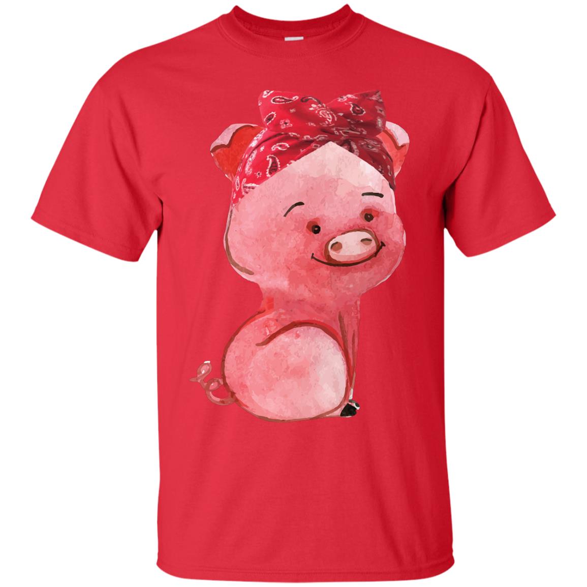 Pig Bandana Cute Pig Lovers Shirt For Girl And Women Red