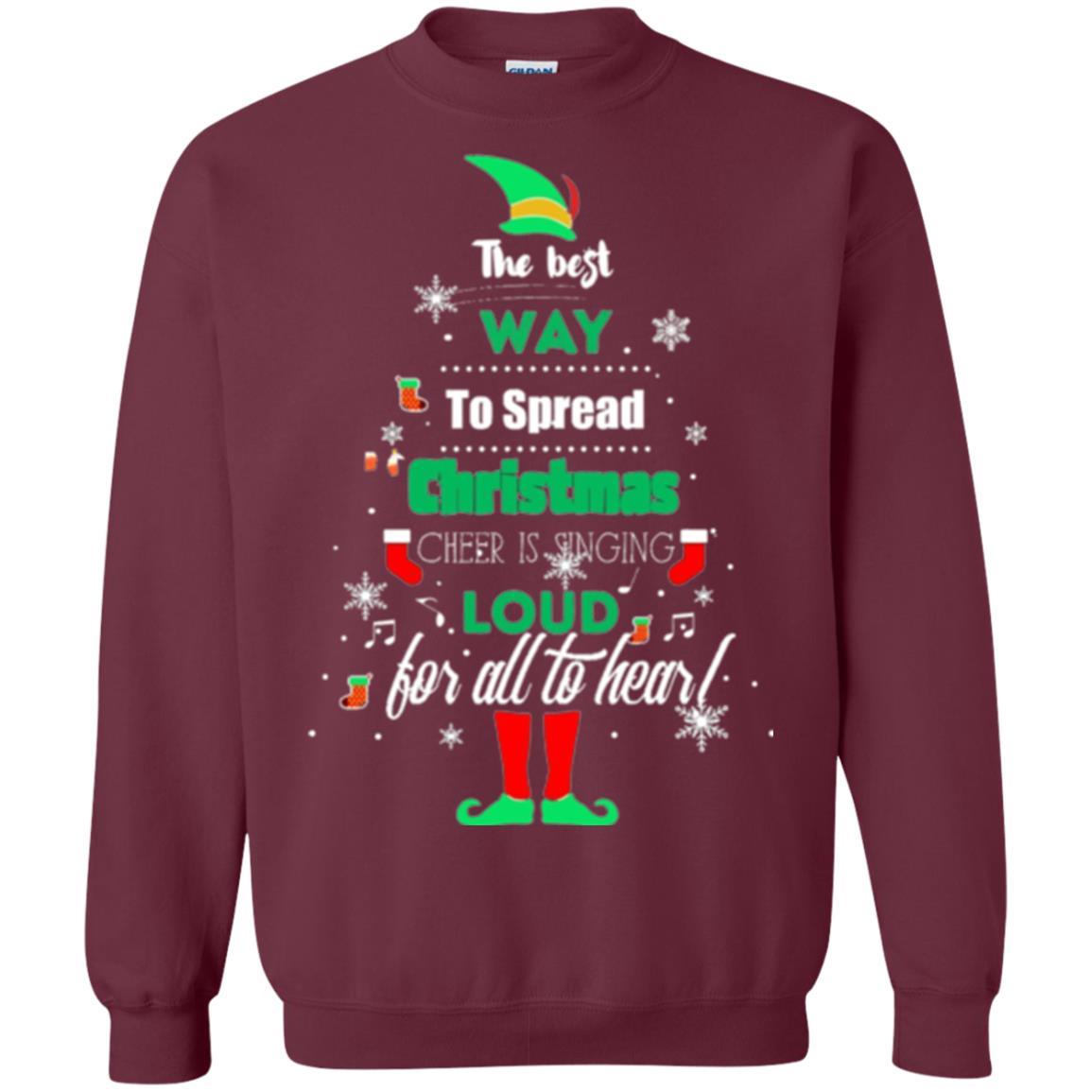 Elf Christmas T-shirt The Best Way To Spread Christmas Cheer Maroon