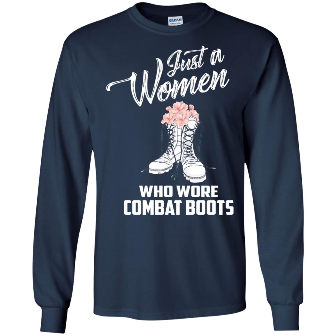 Just A Woman Who Wore Combat Boots Female Veteran T-shirt Navy