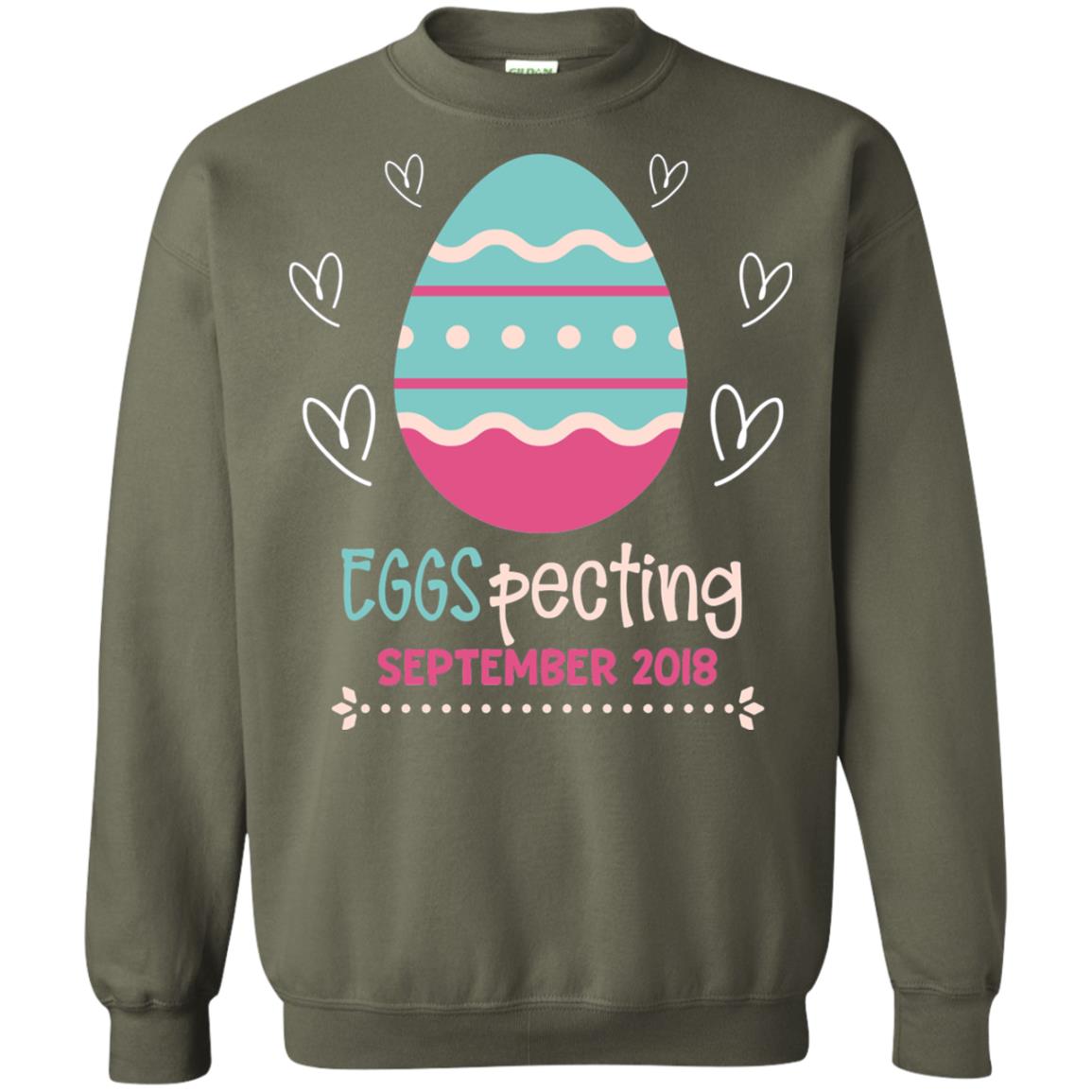 Easter Pregnancy Announcement Shirt Eggspecting September 2018 Military Green