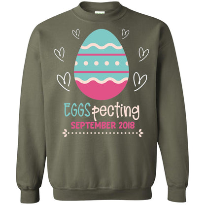 Easter Pregnancy Announcement Shirt Eggspecting September 2018 Military Green
