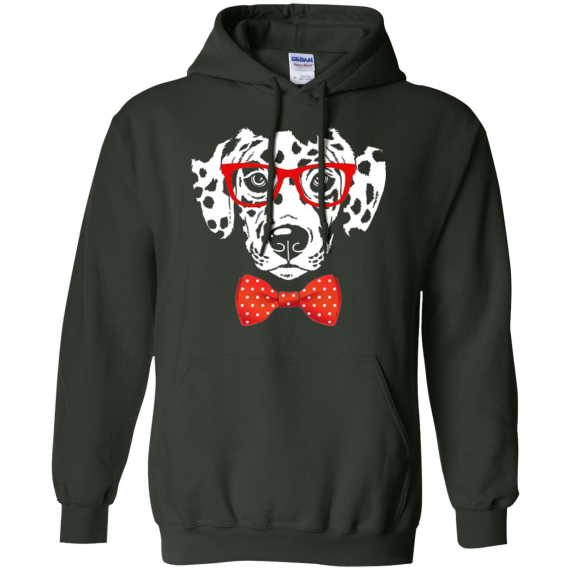 Dog Lover T-shirt Hipster Dog Dalmatian Wearing Glasses Forest Green
