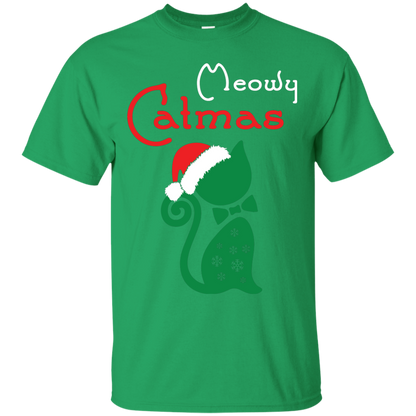 Cat Christmas T-Shirt Meowy Catmas Irish Green