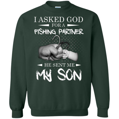 Fishing Daddy Shirt I Asked God For A Fishing Partner He Sent Me My Son Forest Green