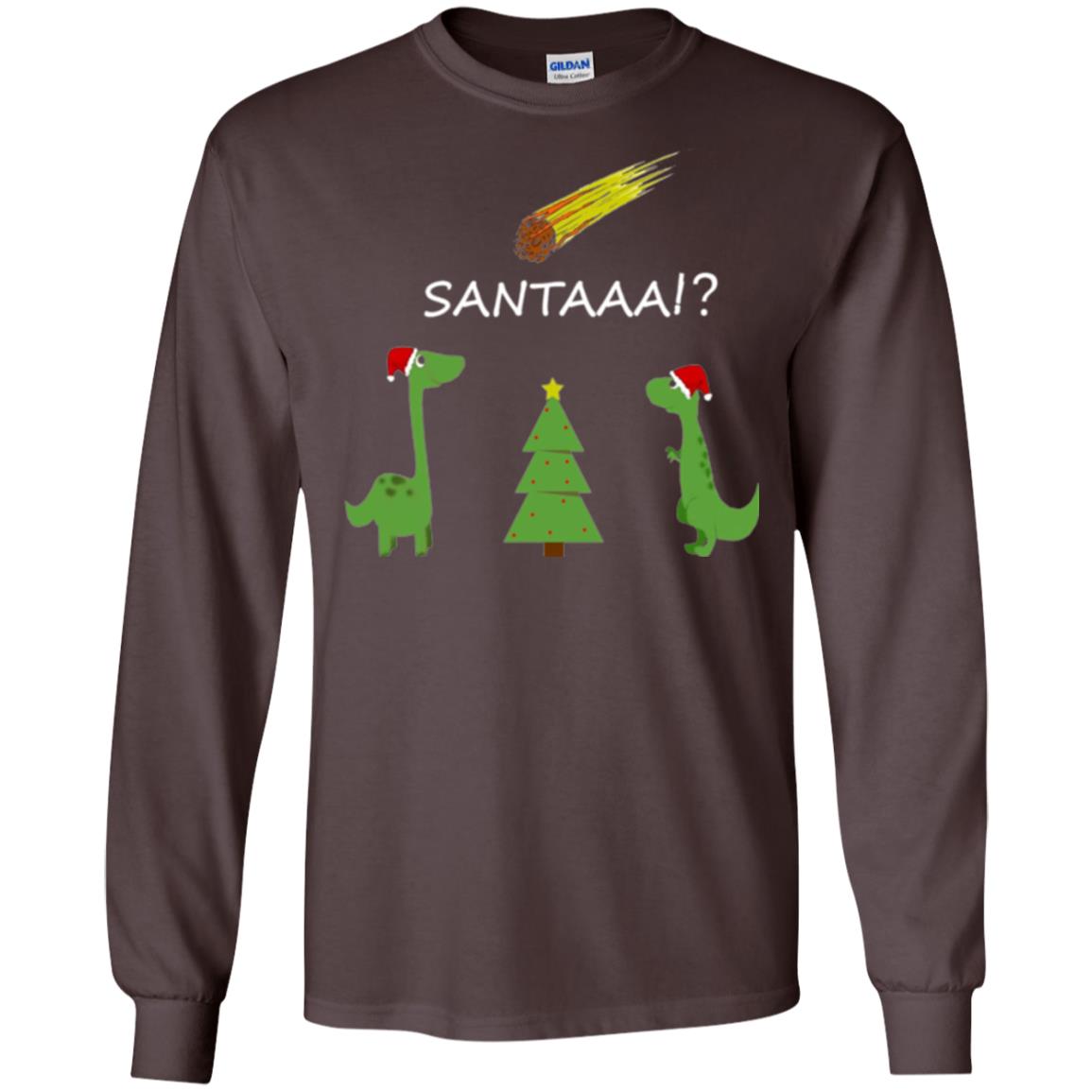 Christmas T-shirt Funny Dinosaus Santaaa Dark Chocolate