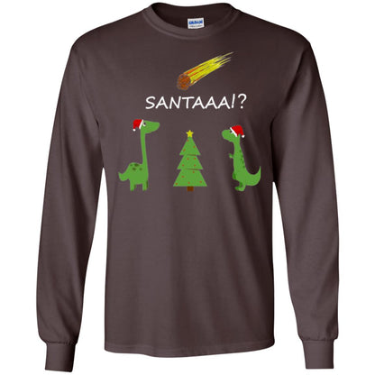 Christmas T-shirt Funny Dinosaus Santaaa Dark Chocolate