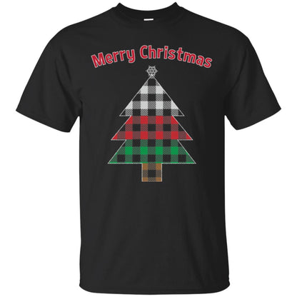 Unique Buffalo Plaid Tree Christmas Matching Pajama T-shirt Black