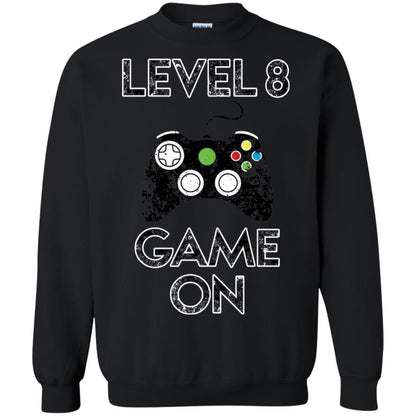 Kids Level 8 Game On 8th Birthday Gift T-shirt Black