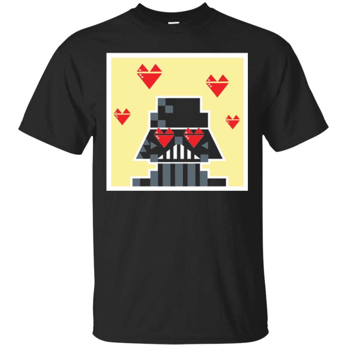 Star Wars Vader Pixel Heart Eyes Valentine_s Graphic T-shirt Black