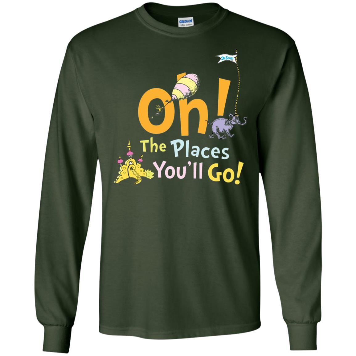 Read Across America Day T-shirt Dr. Seuss Oh The Places You_ll Go Forest Green
