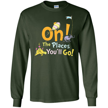 Read Across America Day T-shirt Dr. Seuss Oh The Places You_ll Go Forest Green