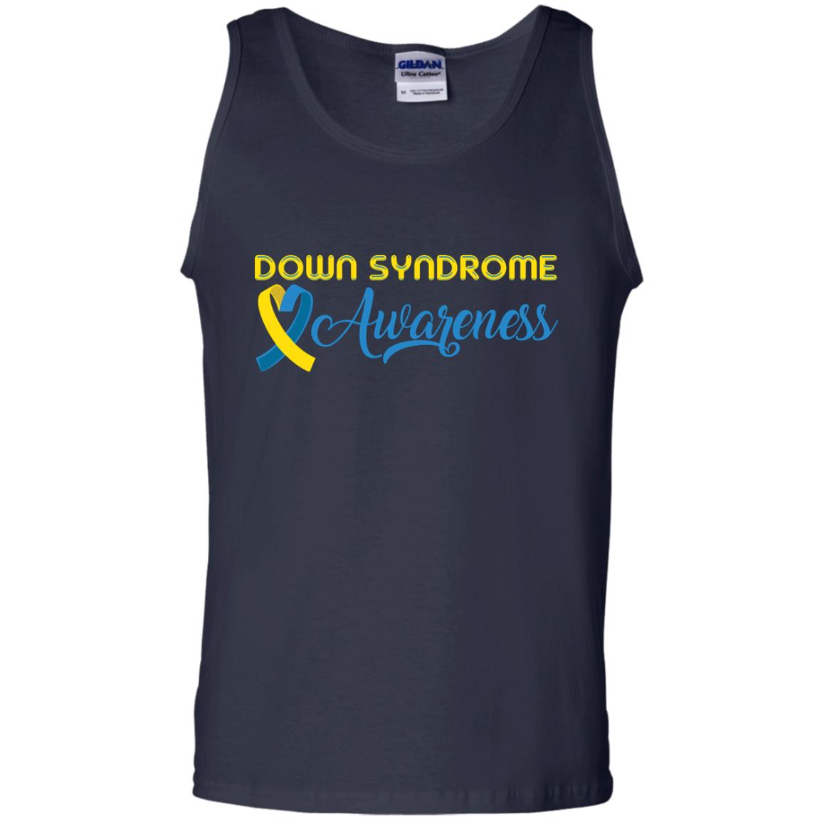 Yellow And Blue Ribbons Down Syndrome Awareness T-shirt Navy